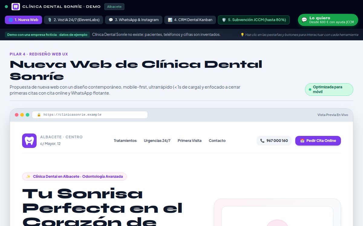 Demo para clínica dental